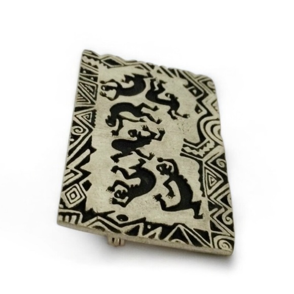 2/$40 Vintage ALICE SEELY Pewter Brooch – Dancing Humans Petroglyph Design - Picture 8 of 11